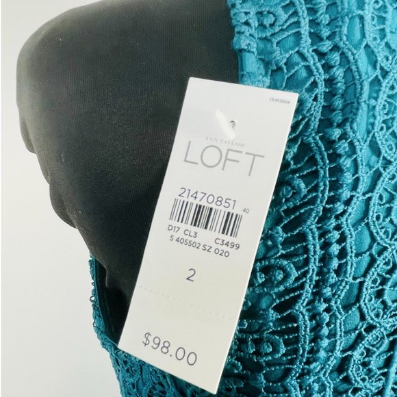 NWT LOFT Lace Crochet Sheath Dress Size 2 - Picture 9 of 11
